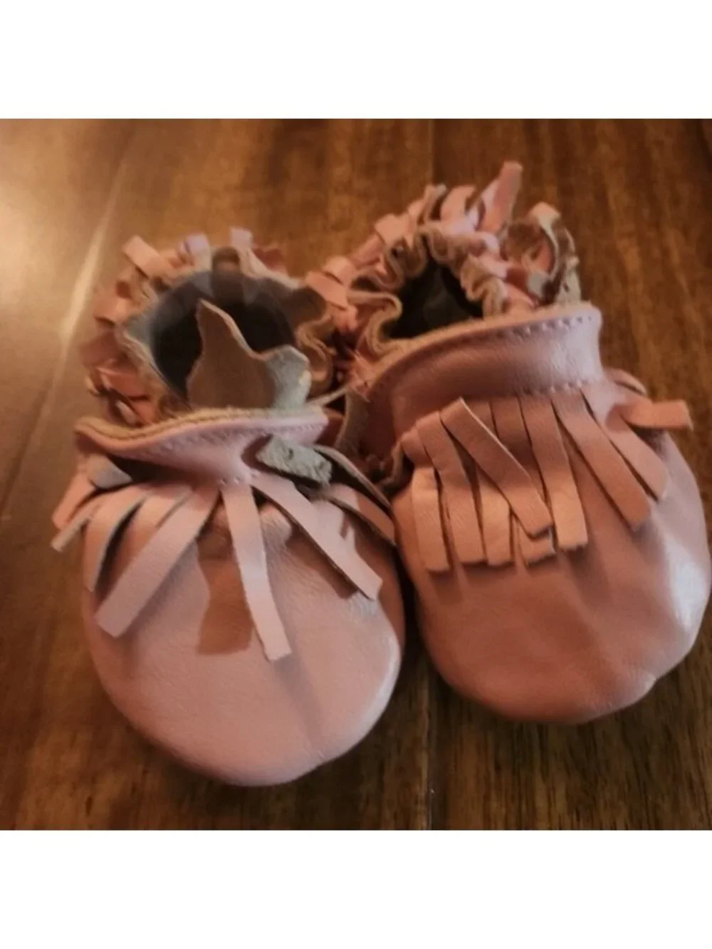 Tickle Toes Pink Genuine Leather Moccasin Baby Shoes Soft Suede Sole 18-24 month